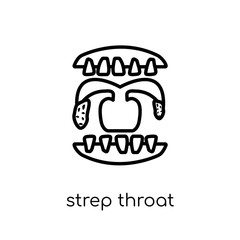 Strep throat icon. Trendy modern flat linear vector Strep throat icon on white background from thin line Diseases collection