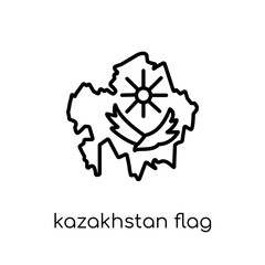 Obraz premium Kazakhstan flag icon. Trendy modern flat linear vector Kazakhstan flag icon on white background from thin line Country Flags collection