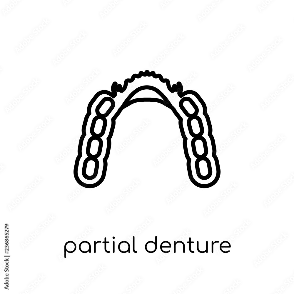 Poster partial denture icon. trendy modern flat linear vector partial denture icon on white background from