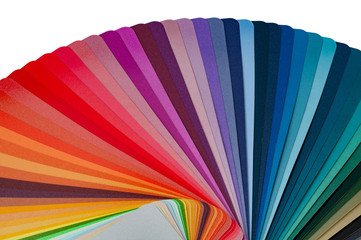Color palette, guide of paint samples, close-up of colored catalog