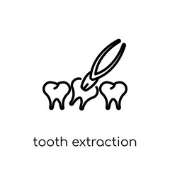 Tooth extraction icon. Trendy modern flat linear vector Tooth extraction icon on white background from thin line Dentist collection