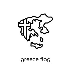 Greece flag icon. Trendy modern flat linear vector Greece flag icon on white background from thin line Country Flags collection