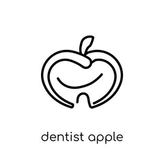 Dentist Apple icon. Trendy modern flat linear vector Dentist Apple icon on white background from thin line Dentist collection
