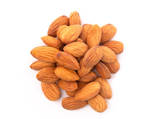 Whole California Almonds on a White Background