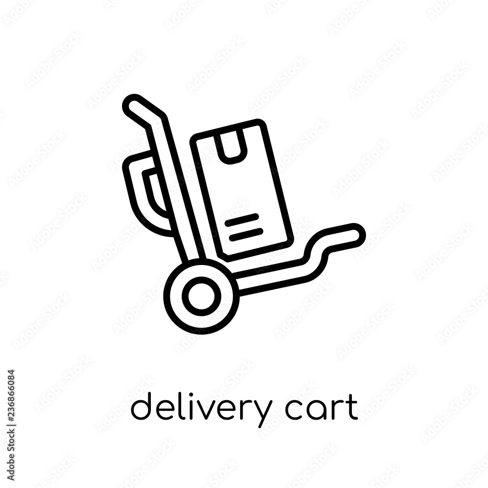 Poster delivery cart icon. trendy modern flat linear vector delivery cart icon on white background from thi