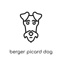 Berger Picard dog icon. Trendy modern flat linear vector Berger Picard dog icon on white background from thin line dogs collection