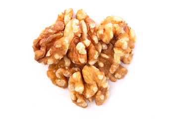 Pile of Healthy Walnuts on a White Background