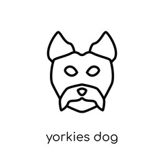 YORKIES dog icon. Trendy modern flat linear vector YORKIES dog icon on white background from thin line dogs collection