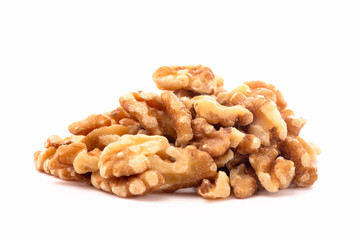 Pile of Healthy Walnuts on a White Background