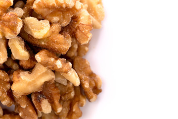 Pile of Healthy Walnuts on a White Background