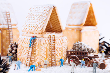 Photo of a christmas cookie house and toys