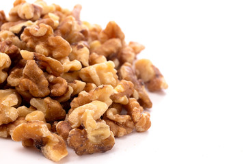 Pile of Healthy Walnuts on a White Background