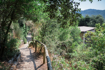 Mallorca, Spain - July 19, 2013: Santuari de Lluc. View of the famous monastery on the island of Mallorca