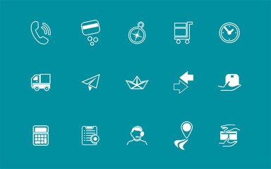 Transport information in a set of white icons. Service and delivery. A set of vector sivol for transport company.
