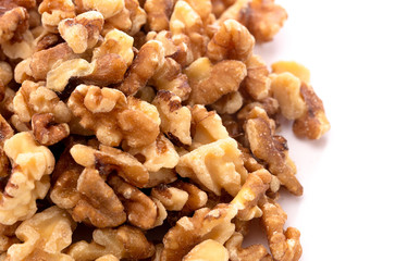 Pile of Healthy Walnuts on a White Background