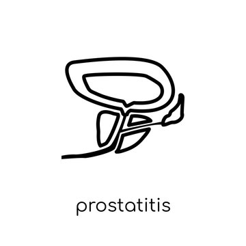 Prostatitis icon. Trendy modern flat linear vector Prostatitis icon on white background from thin line Diseases collection