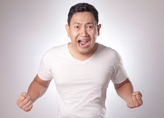 Young Man Shouting, Anger Gesture