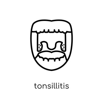 Tonsillitis icon. Trendy modern flat linear vector Tonsillitis icon on white background from thin line Diseases collection