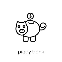 Piggy bank icon. Trendy modern flat linear vector Piggy bank icon on white background from thin line Cryptocurrency economy and finance collection