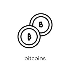 Bitcoins icon. Trendy modern flat linear vector Bitcoins icon on white background from thin line Cryptocurrency economy and finance collection