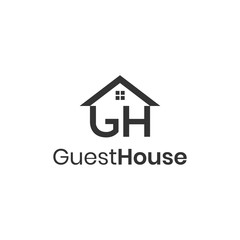 Letters GH, guest house logo design concept
