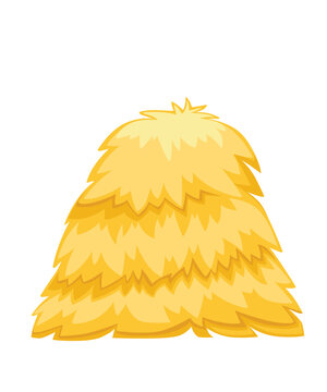 Golden color bale of hay. Haystack flat vector illustration isolated on white background