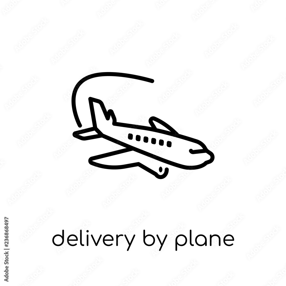 Poster delivery by plane icon from delivery and logistic collection.