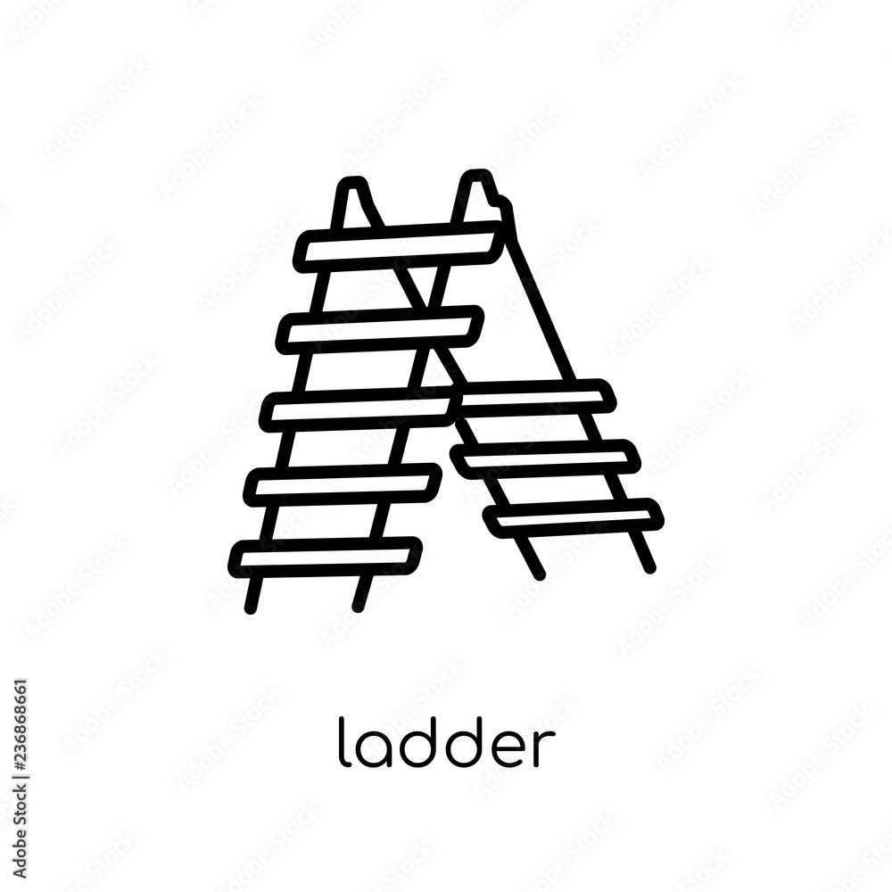 Poster ladder icon. trendy modern flat linear vector ladder icon on white background from thin line constru