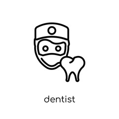 dentist icon. Trendy modern flat linear vector dentist icon on white background from thin line Dentist collection