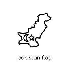 Pakistan flag icon. Trendy modern flat linear vector Pakistan flag icon on white background from thin line Country Flags collection
