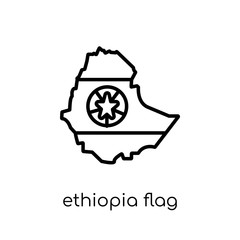 Ethiopia flag icon. Trendy modern flat linear vector Ethiopia flag icon on white background from thin line Country Flags collection