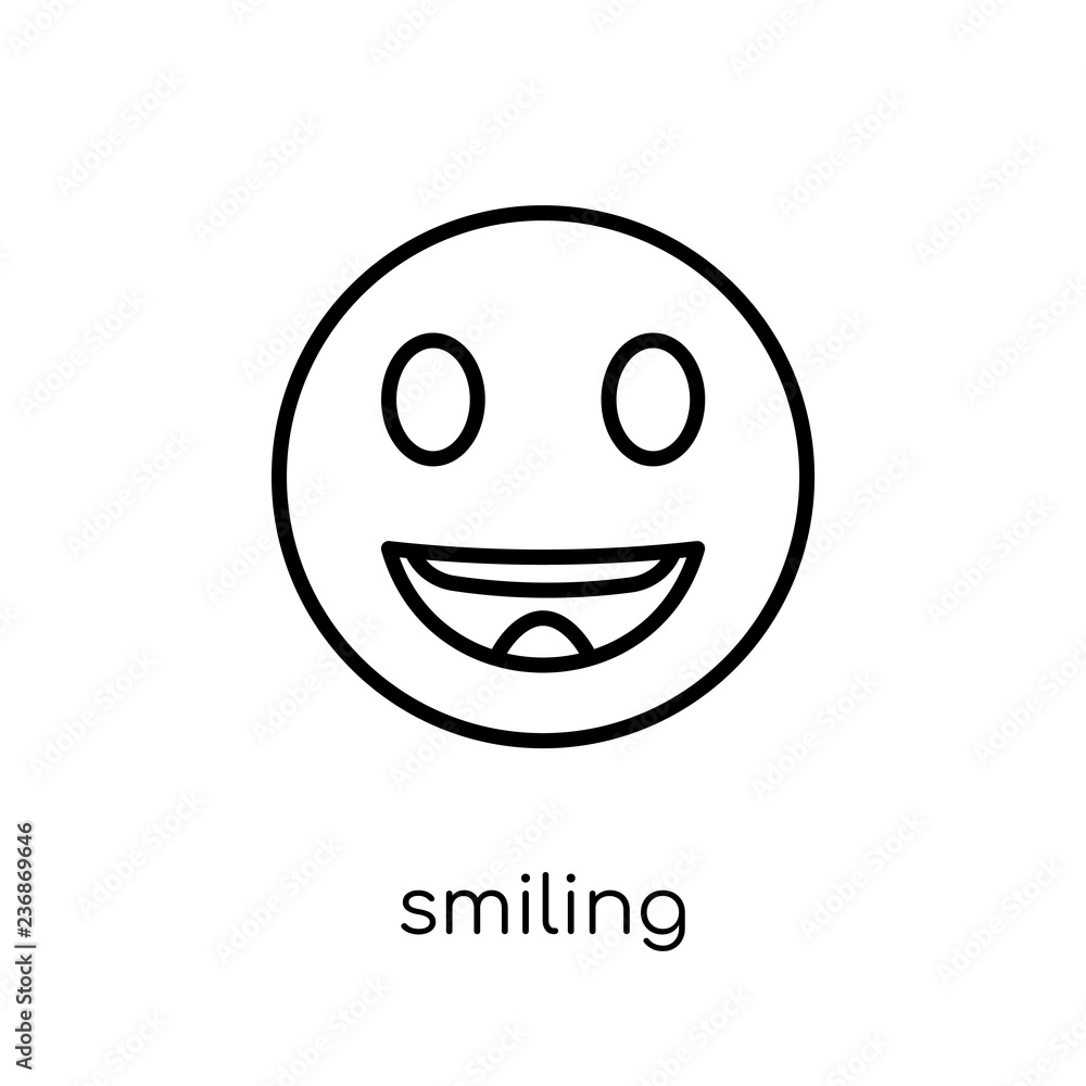 Poster smiling icon. trendy modern flat linear vector smiling icon on white background from thin line denti