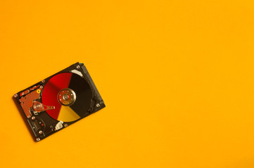 Colorful hdd. open hard disk drive. the concept of data storage. data array. hard drive from the...