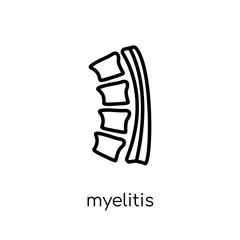 Myelitis icon. Trendy modern flat linear vector Myelitis icon on white background from thin line Diseases collection