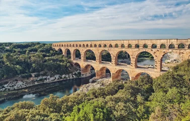 Crédence de cuisine en verre imprimé Pont du Gard Roman Aqueduct, Pont du Gard