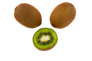 Obraz premium Half and whole kiwi fruit. Ripe fruit. Isolated on white background.