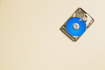 Colorful hdd isolated on white. open hard disk drive. concept of data storage. hard drive from the computer. copy space