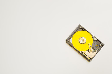 Colorful hdd isolated on white. open hard disk drive. concept of data storage. hard drive from the...
