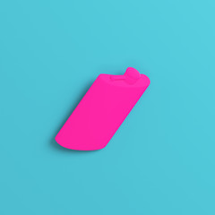 Pink hip flask on bright blue background. Minimalism concept