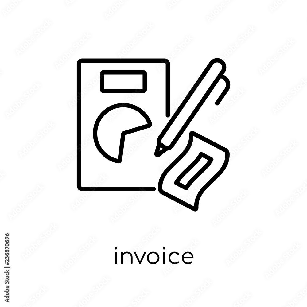 Poster invoice icon. trendy modern flat linear vector invoice icon on white background from thin line crypt