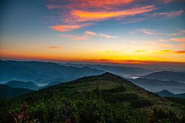 Sunrise in the Carpathians