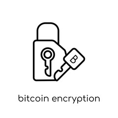 Bitcoin encryption icon. Trendy modern flat linear vector Bitcoi