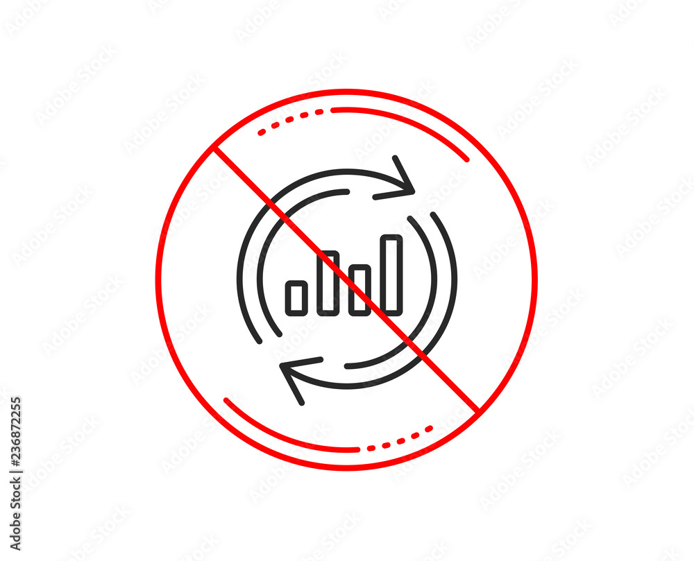 Poster no or stop sign. chart line icon. update report graph or sales growth sign. analysis and statistics 