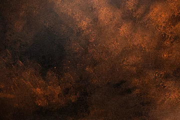 Foto op Plexiglas Closeup textured abstract brown background. Scratched vintage copper material © Mayatnikstudio
