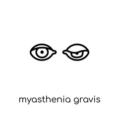 Myasthenia gravis icon. Trendy modern flat linear vector Myasthenia gravis icon on white background from thin line Diseases collection