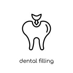 Dental filling icon. Trendy modern flat linear vector Dental filling icon on white background from thin line Dentist collection