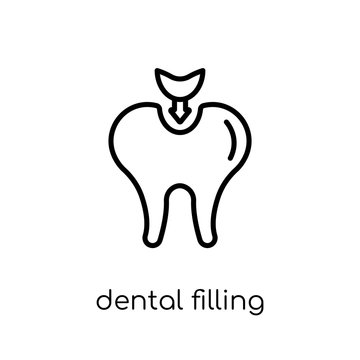 Dental filling icon. Trendy modern flat linear vector Dental filling icon on white background from thin line Dentist collection