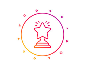 Rank star line icon. Success reward symbol. Best result sign. Winner cup. Gradient pattern line button. Winner icon design. Geometric shapes. Vector