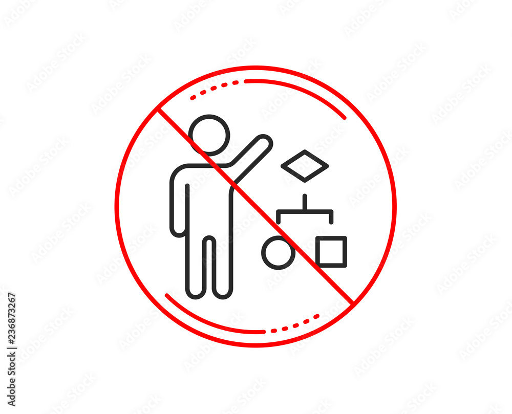 Poster no or stop sign. algorithm line icon. business management sign. development symbol. caution prohibit