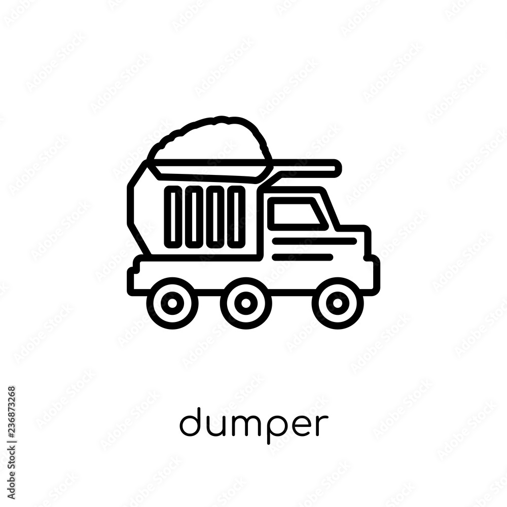 Poster dumper icon. trendy modern flat linear vector dumper icon on white background from thin line constru